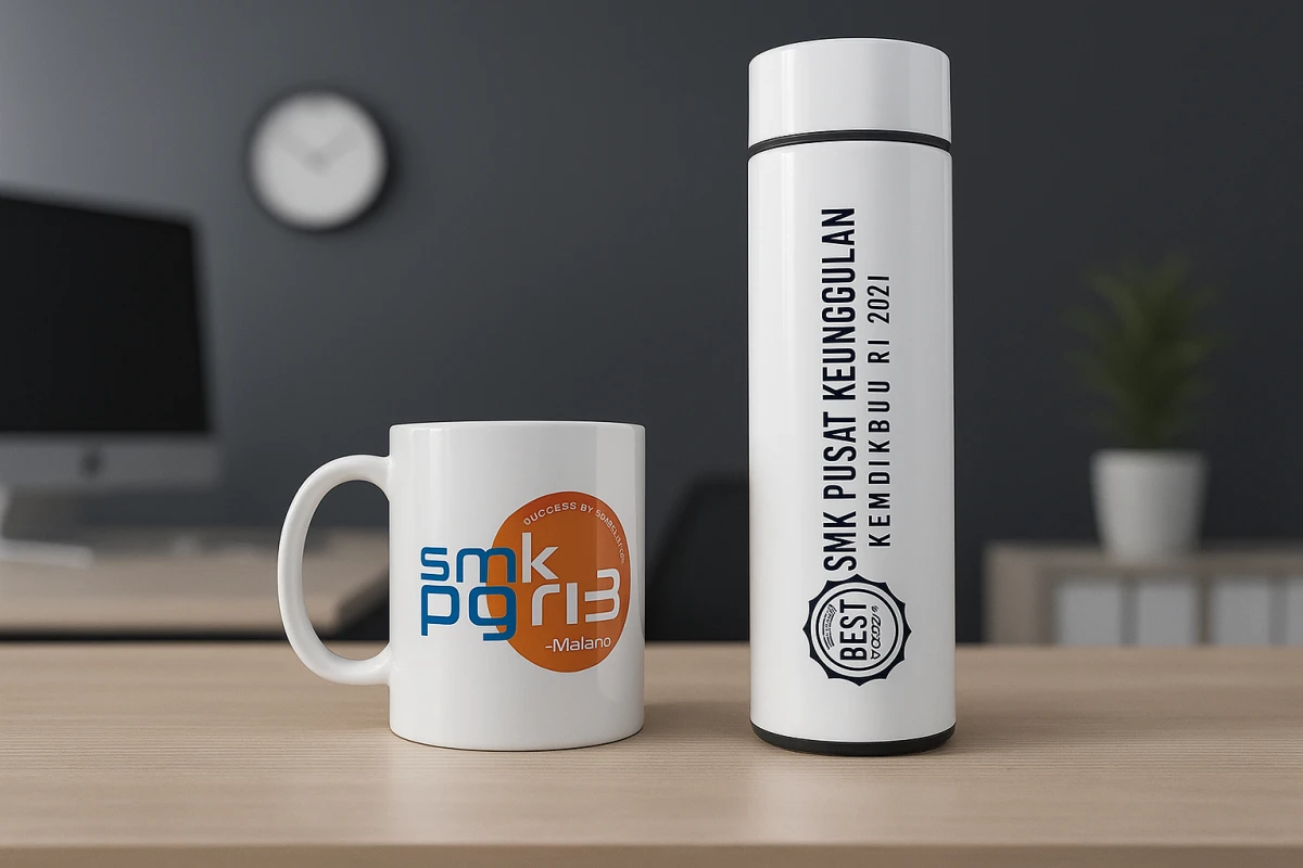 Inspeksi Hasil Laser Grafir Logo pada Permukaan Tumbler Stainless SUS304